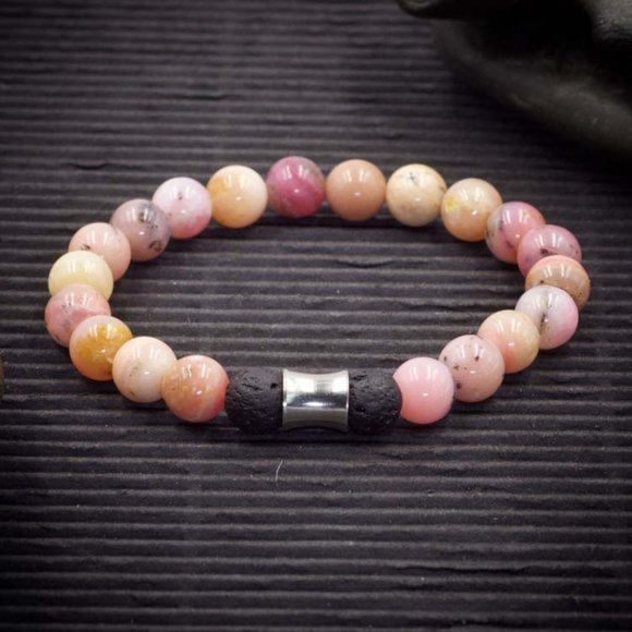 Pink Opal Aromatherapy Bracelet - Handmade to Order - Picture 1 of 2